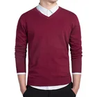 Sleeve Sweaters Solid Color Slim Type Long Sleeve V Neck Pullover Casual Base Men's Sweaters