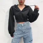 Hoodies Custom Hoodie Sports Hoodies Custom Blank Crop Top Women Fitness Hoodie Solid Pullover Cropped Hoodie