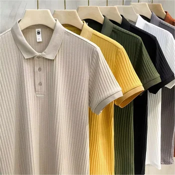 New minimalist quality custom cotton short-sleeved Polo shirt men's Japanese half-sleeved lapel T-shirt men's clothes