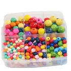 Round Beads Wooden Hot Selling DIY Hand Colored Round Wood Beads Painted Wooden Beads