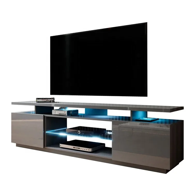 Customized modern simple acrylic wooden tv cabinet stands with Led lights 2022 living room furniture