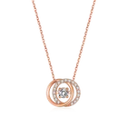 9k Custom 9k 14k 18k Circle Solid Gold Double Ring Natural Diamond Necklace 14k Gold Necklace