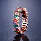 Gold Color Ring Real Gold Plated Geometric Color Zircon Ring Women Jewelry