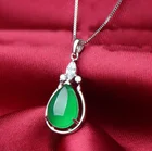 Silver Necklace Noble Natural And Elegant Chrysoprase In Water Droplet Shape S925 Sterling Silver Necklace