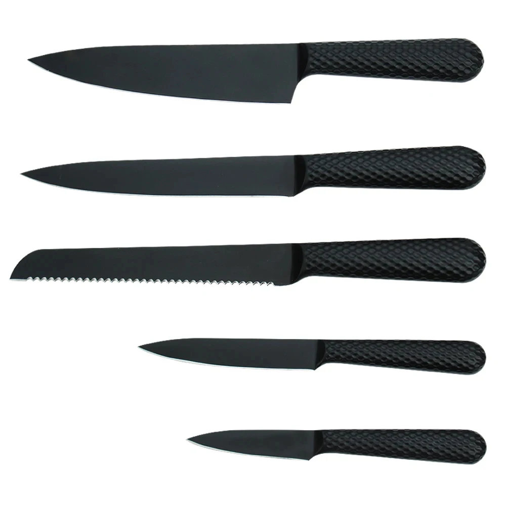 Kitchen  Accessories Non-stick Cooking Knife Set Kitchen Knives Black Chef Stainless Steel Chef Knife Set for Kitchen Tools