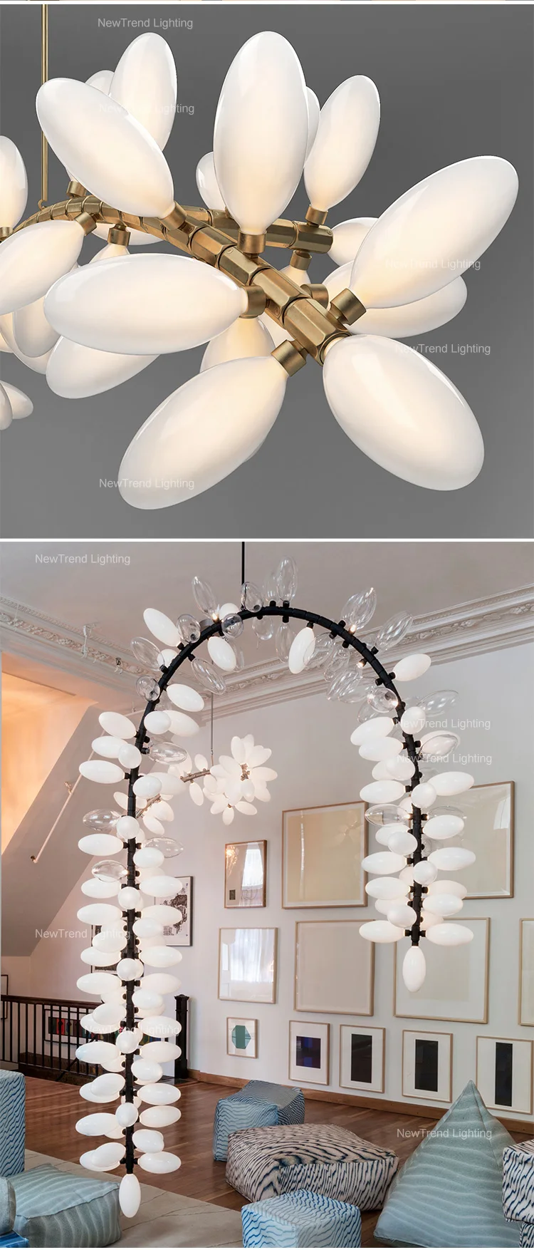 CPL-292 New Design Indoor Decoration Villa Apartment Living Room Staircase Glass LED Chandelier Pendant Light manufacture