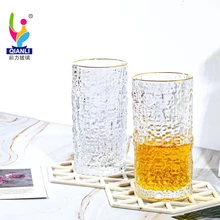 Special Design Glass Tumbler High Ball Golden Rimmed Ring Tree Pattern Classic for Cocktail Club Drinking Glassware