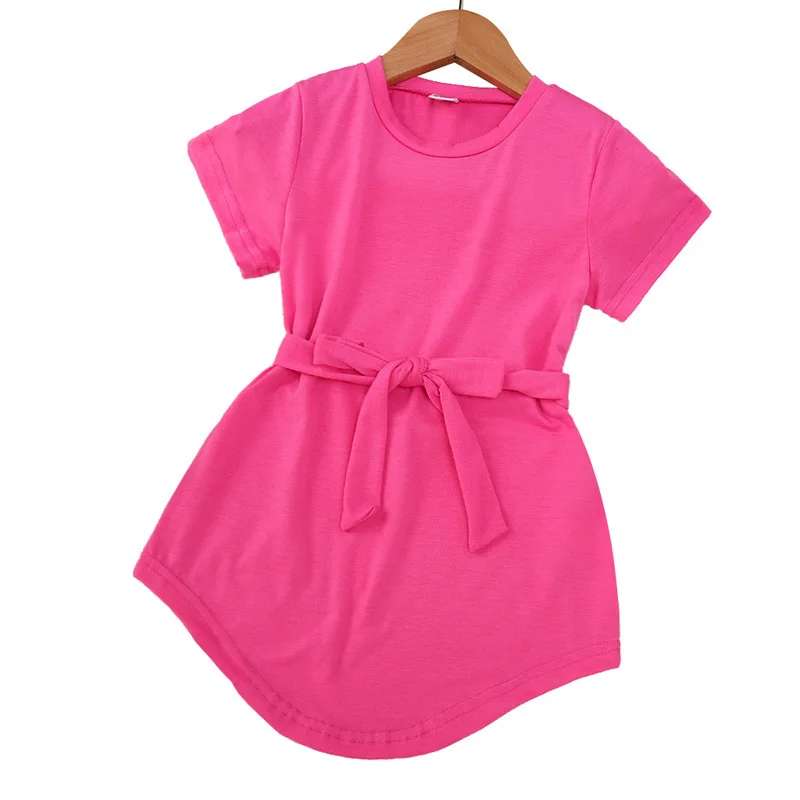 INS fashion infant baby girls dresses solid pullover casual shirt dresses summer kids children clothing girl's dress