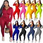 Hoodie Bodycon Solid Hoodie Long Sleeve Jacket And Long Legging Sweatsuit 2 Pieces Outfits Women