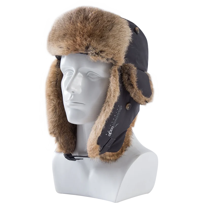 Cotton Snowflake Embroidery Winter Warm Ear Flap Military Cap JR5P019 Black 