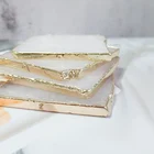 Wedding Natural Pink Crystal Coasters Gold Authentic Agate Rim Agate Gift Folk Party Wedding Decor
