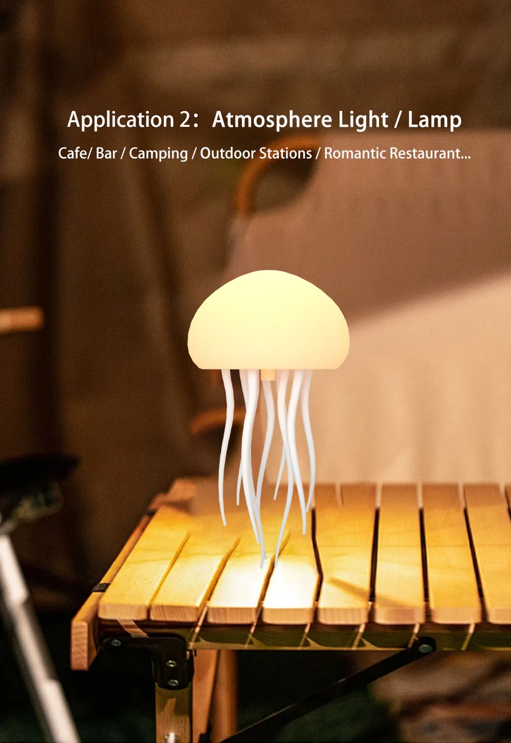 Intelligent Gradient Yard Dimmable Eye Care Bedside Lamp Voice Control with Dancing Legs Jellyfish Table Lamp with Touch Sensor