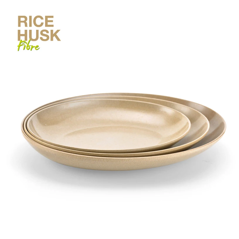 custom printed eco friendly round rice husk dinnerware dish