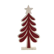 Pioneer Effort Wooden Christmas Tree Table Decoration, Xmas Ornaments, Gold Glitters on Sides of Bottom, Large/Small