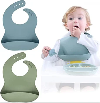 Factory Wholesale Bpa Free Adjustable Lightweight Waterproof Silicone Baby Feeding Bib