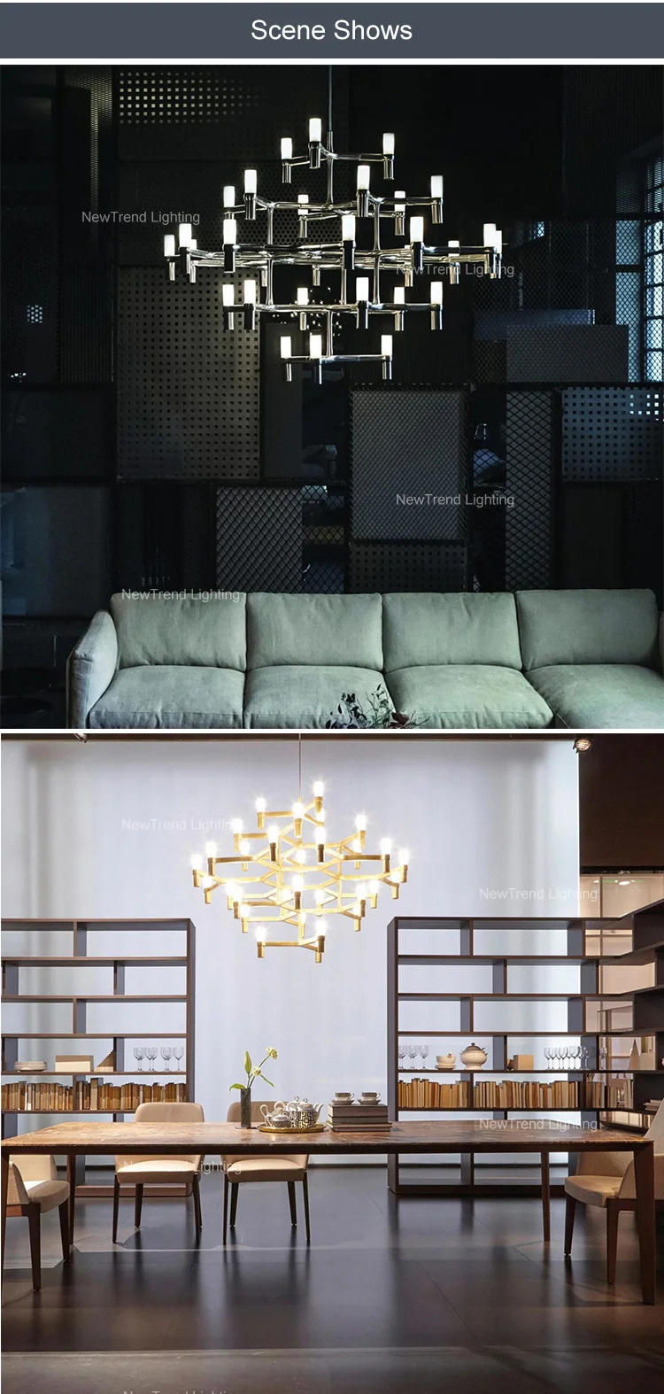 CPL-264 Contemporary Style Hanging Pendant Light Villa Apartment Living Dining Room Modern LED Chandelier manufacture