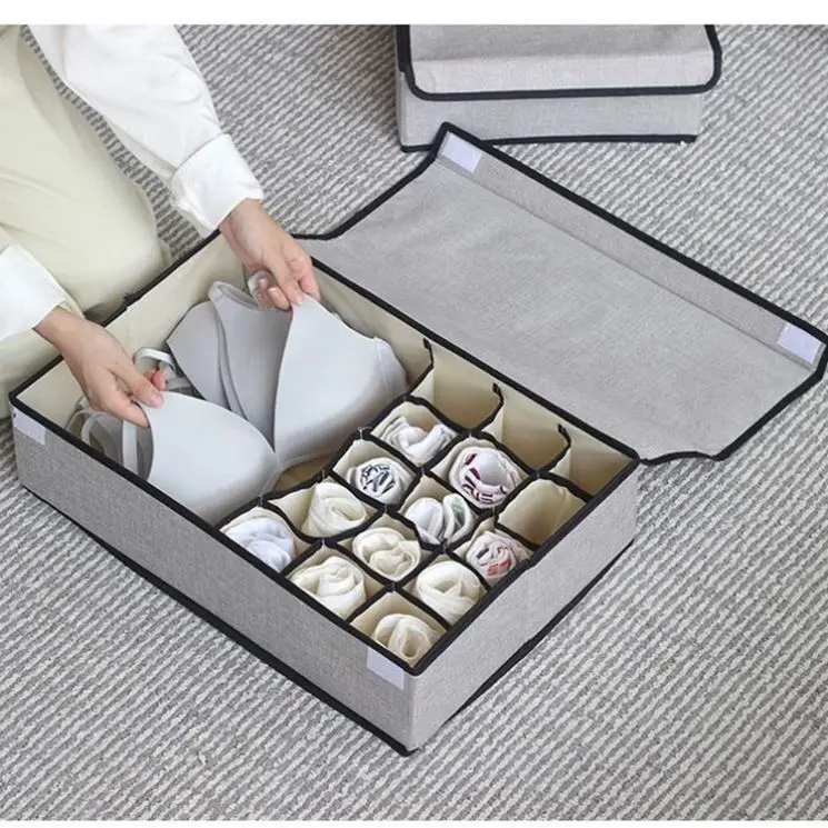 Factory Direct Sale Box Drawer Bra Socks And Boxes Foldable Collapsible Closet Underwear Storage Drawer Box With Lid