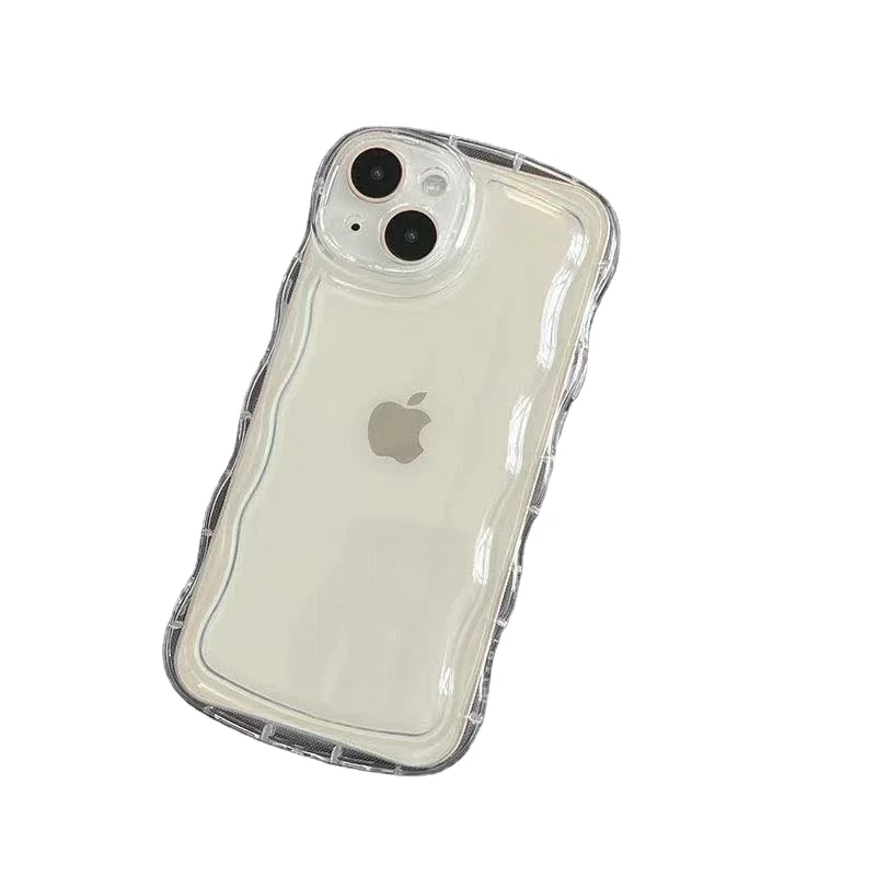 For Apple iPhone 15 14 13 New Wave Airbag Shockproof Mobile Cover Transparent anti-drop Cell Phone Case