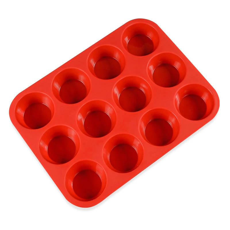 Non-stick 12 Cups Regular Silicone Cupcake Muffin Pan for Making Muffin Cakes Tart Fat Bombs