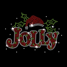 Bling Jolly Rhinestone Heat Transfer Hotfix Christmas Motif Designs for Garment