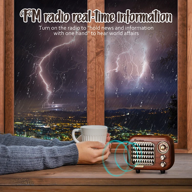 2021 gift craft portable vintage fm radio stereo vintage wireless speaker