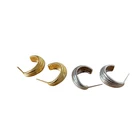 Silver Earrings Industrial Style Striped 925 Sterling Silver Embowed Earrings For Women