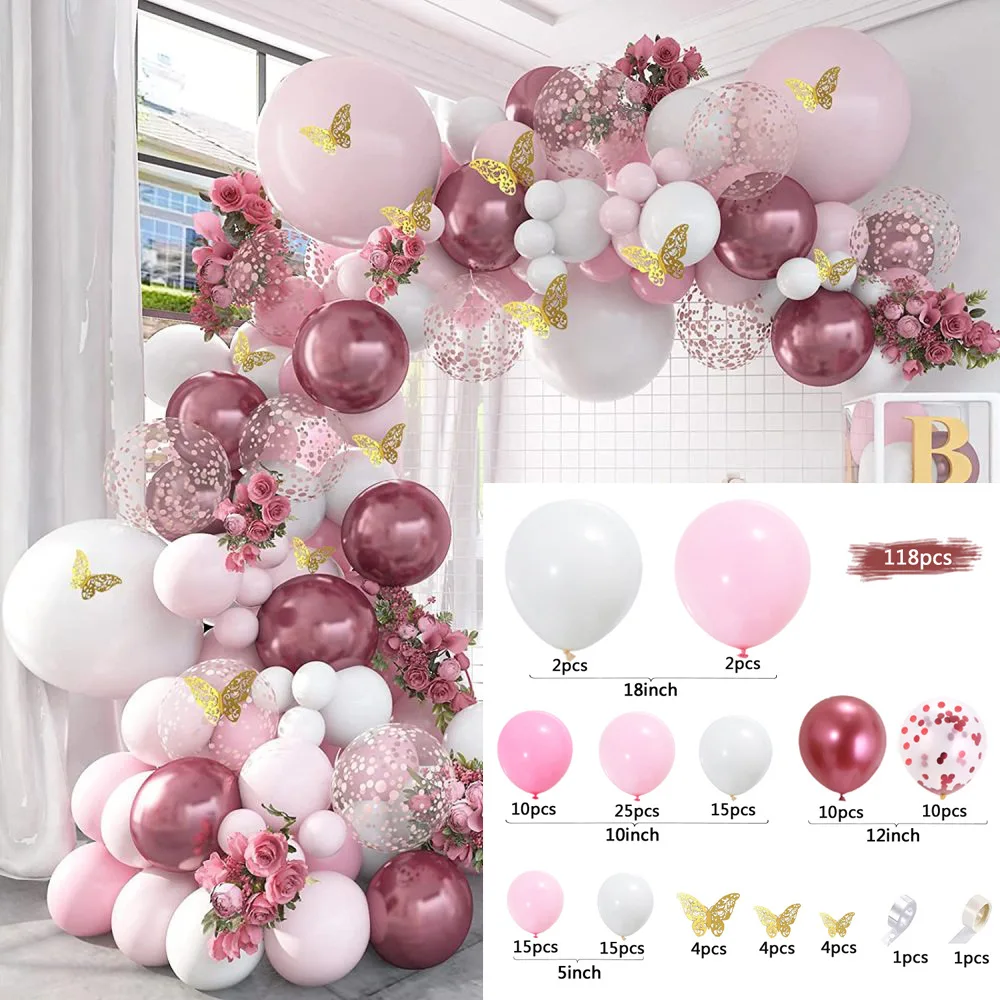 Wholesale Custom Happy Birthday Inflatable Helium Decorations Matte Latex Butterfly Balloons Arch Sets for Parties