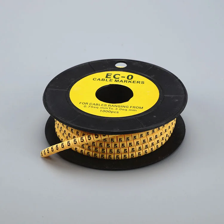High Quality Good Price Manufactured Cable Marker EC-0 EC-1 EC-2 EC-3 EC-J Yellow Color PVC Material