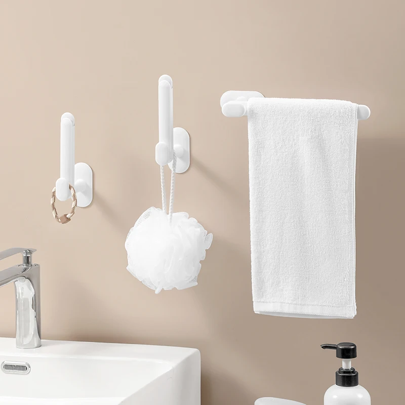 Plastic Toilet Paper Holder White Bathroom Kitchen Long Tissue Hanger L-shaped telescopic Roll Rack