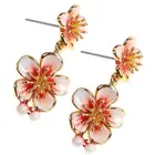 Plated Jewellery Plated Multi Real Flower Earrings Pendant Dangle Ear Gold 2021 Fashion For Women Gift Jewellery