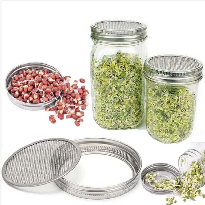 2 Pcs Of Mason Jar Sprouting Kit Wide Mouth Quart Sprouting Jars With