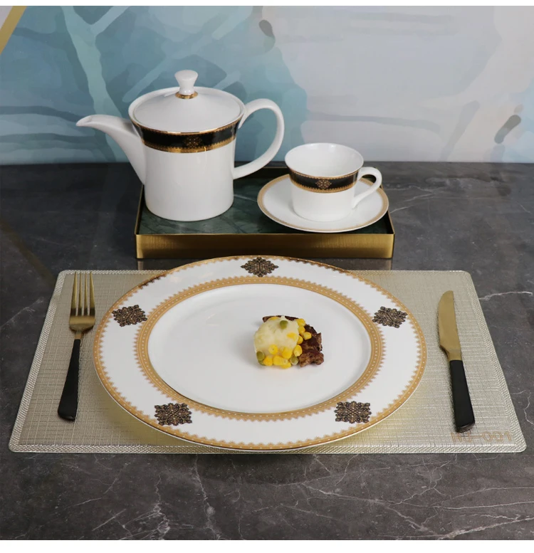 New european gold rim luxury dinnerware sets dinner ware royal fine bone china dinner sets restaurant