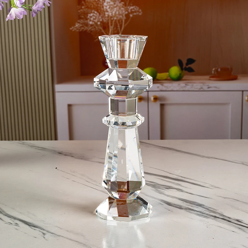 product small bridge polygonal wedding center decoration glass candle holder furniture decoration christmas crystal candle holder-3