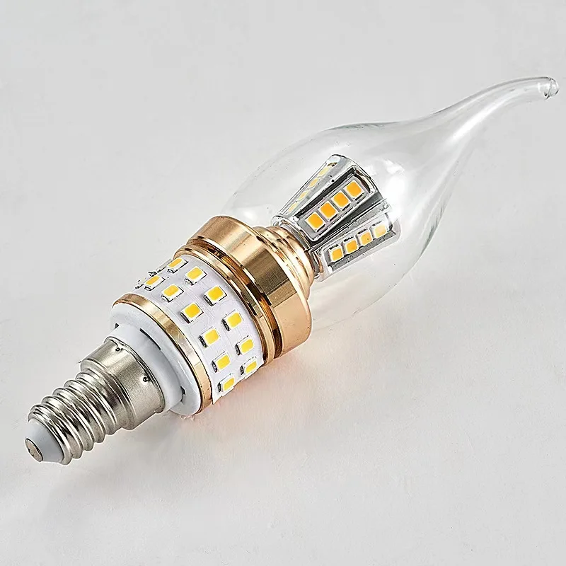 Factory direct sales in  led bulb E14E27 spiral two-color variable light candle bulb energy saving household corn lamp wholesale