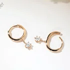 Cz Earrings Earrings Gemnel Jewelry Delicate 14k Gold Tiny Cz Round Charms Cute Circle Earrings For Women