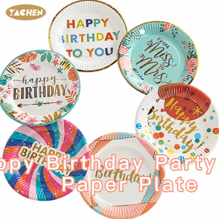 yachen hot sale happy birthday party paper plate