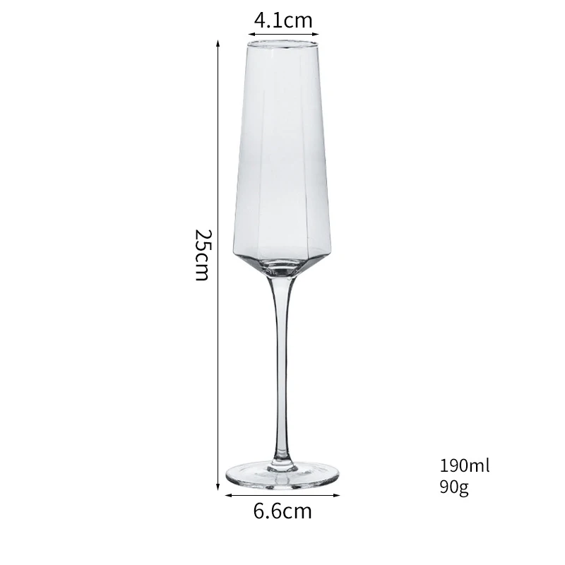 Customized logo food grade diamond shape crystal Red wine glass cup long stem wine glasses goblet