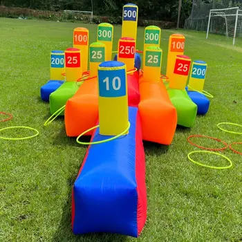 Inflatable Interactive Ring Toss Game Rings Blower Popular Carnival Birthday Party School Events Lawn Trampoline Park