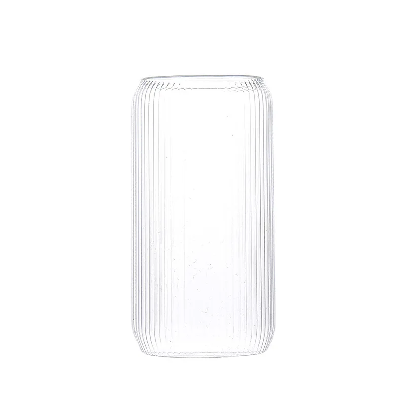 Vertical Stripes Clear Drinking Glasses Mug Tumbler Borosilicate Transparent Colored Glass Mason Jar Cups