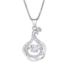 Charm Diamond Fashion Charm Classic Moving Stone Dancing Diamond Peacock Shape Pendant Chain Necklace