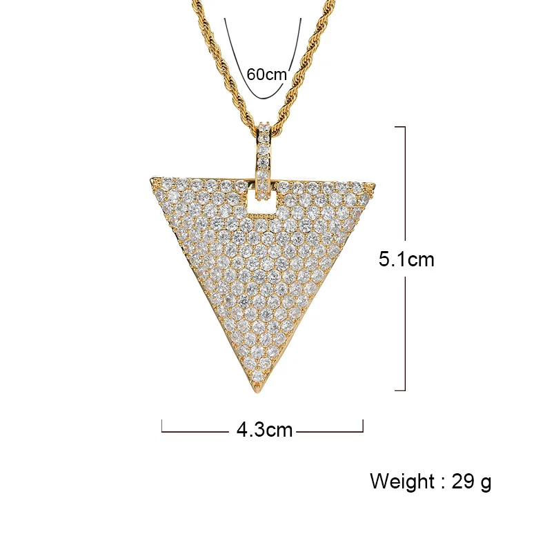 fashion custom diamond jewelry necklaces purchasing agent,men women hip hop copper setting zircon gold triangle necklace chain