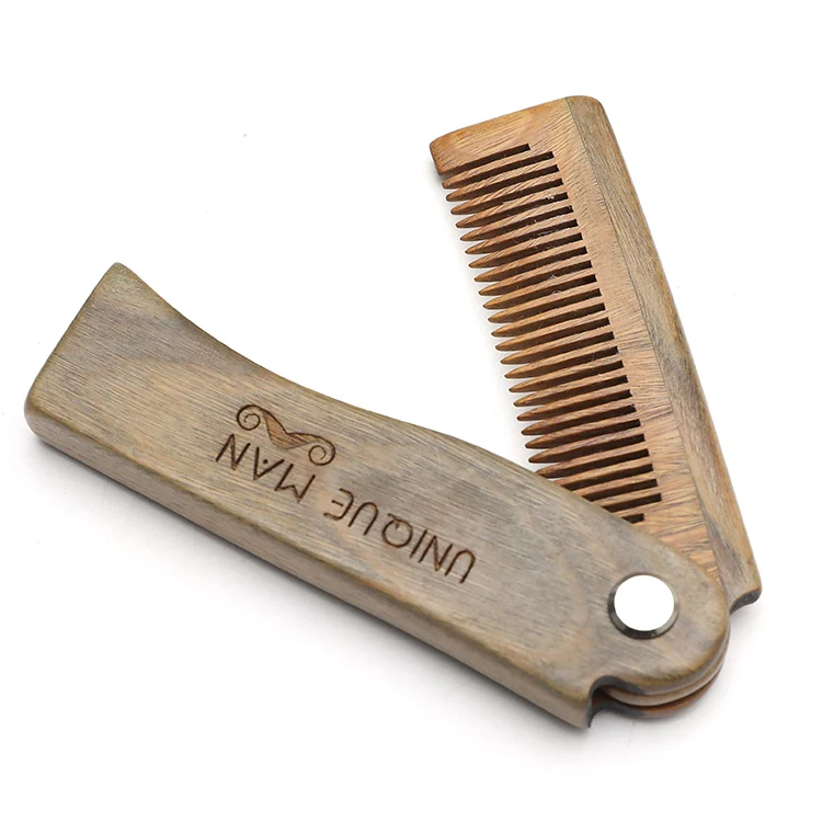 Pocket Size Wooden Fold Comb Ready To Shipping Folding Beard Comb For Men's Person Beard Care