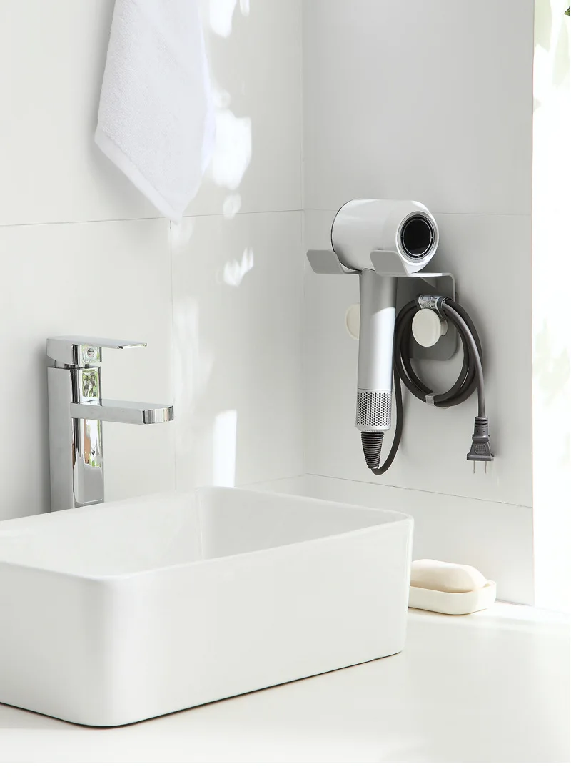 2023 Household Bathroom vanities Storage racks Storage holders Wall-mounted Adhesive Hooks Hair dryer storage holders