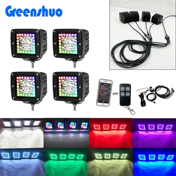 Pack of 4 Strobe Work Light Cube Rgb Chasing Led Pods for Jeep Offroad Truck 4x4