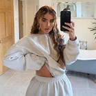 2021 High Quality Comfy Cotton Custom Crewneck Sweatshirt Long Sleeve Casual Women Hoodie Set