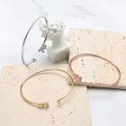 Bangle Jewelry TIRIM Flower Shell Bangle For Women And Girls Adjustable Bracelet Fashion Jewelry Daily Wear