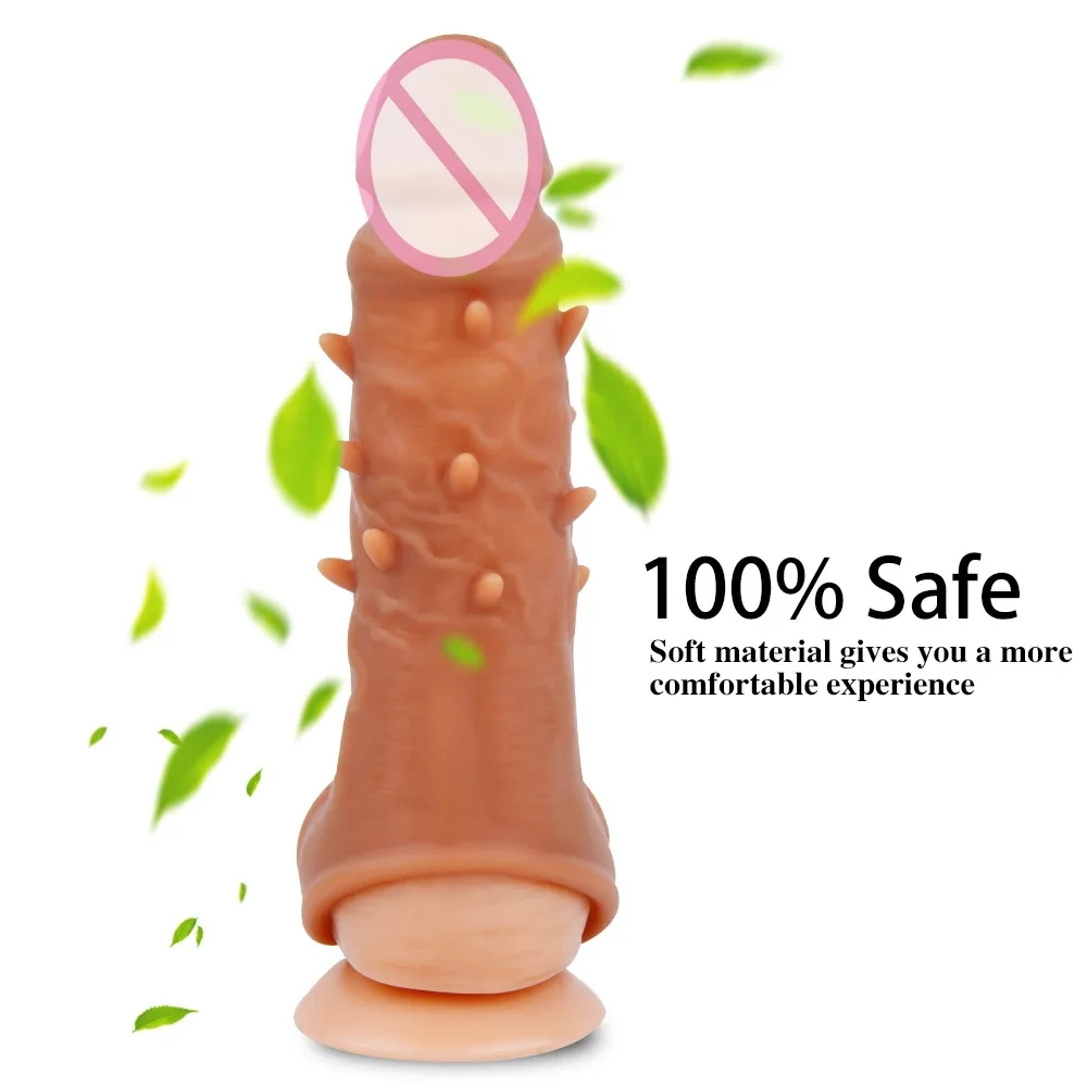 Men's Liquid Particle Silicone Sleeve Delay Condom Barbed Long Thick Wear Adult Products Dildo