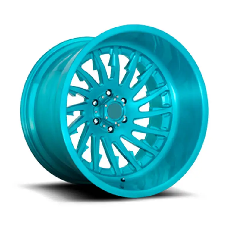 2 Piece Forged Wheels , Deep Dish , Deep Lip , Chrome Blue Car Rims