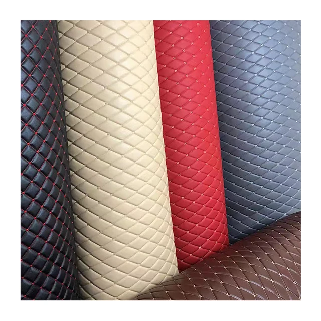 Waterproof 3D Texture 0.6 cm PVC Faux Artificial Quilted Diamond Stitching Synthetic Leather Sofa Material for Sofa Car Seat Bag