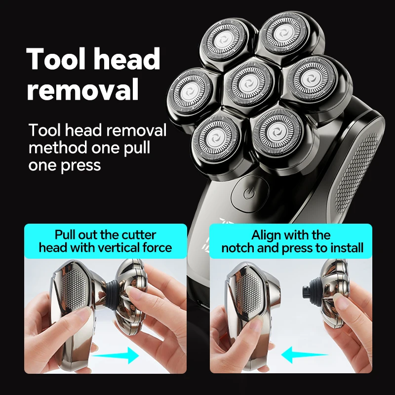 Men's 5-in-1 Rechargeable Electric Shaver with Seven Shaving Heads Self-Use Digital Display Shaving Machine for Household Use factory